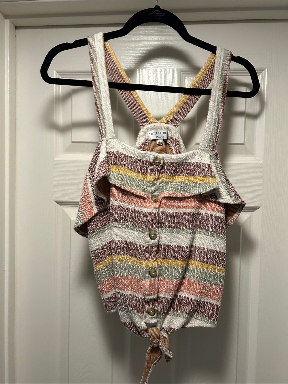 Madewell Striped Knit Crop Top in Peach, Mauve & Cream